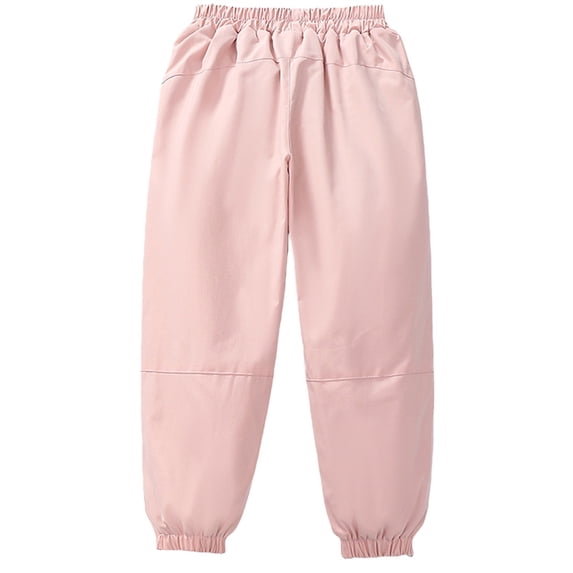 Blekii Kids Fleece Lined Pants, Winter Warm Hiking Pants, Waterproof Ski Pants with Pockets, Pink, 150