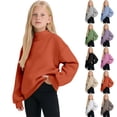 thumbnail image 1 of Blekii Kids High Round Neck Fleece Sweatshirt, Kids High Round Neck Fleece Sweatshirt, Lined Long Sleeve Top for Boys Girls, Warm Casual Wear for Fall Winter Lined Long Sleeve Top Fall Wear, Winter, 1 of 5