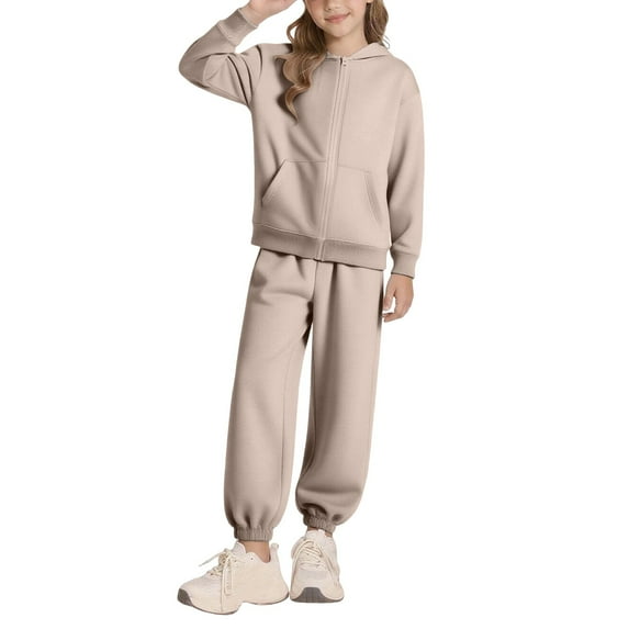 Blekii Kids Zip up Hoodie Sweatpants Set, Long Sleeve Two Piece Outfit Sporty Wear Spring Fall Winter