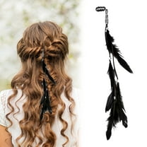 Blekii Long Feather Hair Clip 1PCS- Beaded Ethnic Design, Hair Accessory for Women