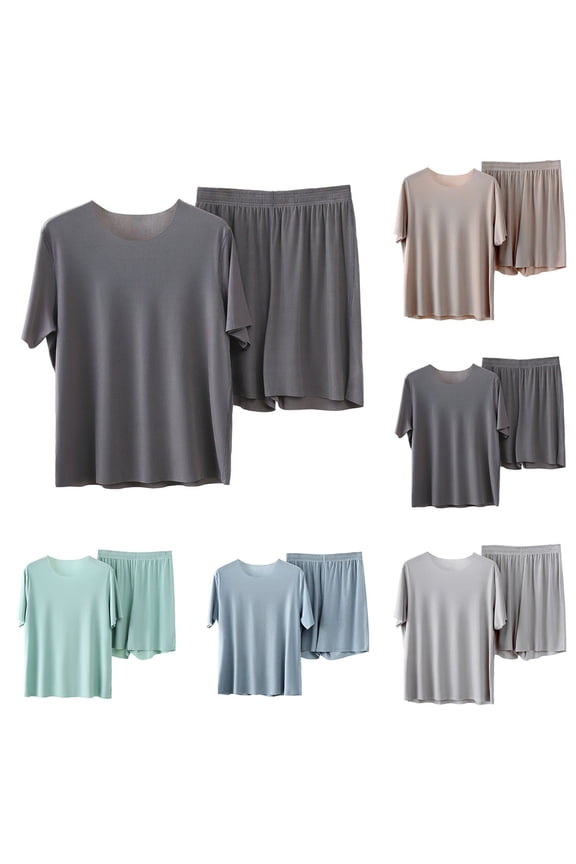 Men's Cooling Pajama Set, Plus Size Couples Matching Sleepwear, Breathable Night Shirt & Pants, Summer Lightweight Loungewear, Moisture Wicking Sleep Outfit, Comfortable