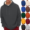 thumbnail image 1 of Blekii Men's Fleece Lined Pullover Hoodie, Thick Warm Sweatshirt for Winter, Solid Color Casual Streetwear, Oversized Fit for Maximum Comfort, Cozy Interior for Freezing, 1 of 9