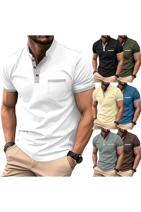 Men's Large Size Casual Henley Short Sleeve Loose T-Shirt - Three Button Placket, Comfortable Plus Fit - Great for Big And Tall Men, Daily Casual Wear, Weekend Comfort,
