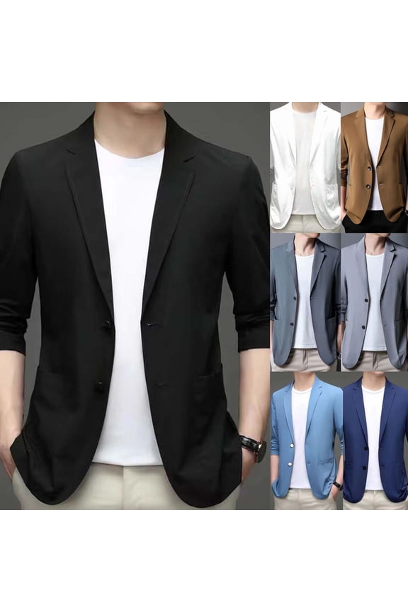Men's Lightweight Suit Jacket, Summer Thin Blazer for Office, Breathable Formal Unlined Coat, Stretch Travel Sport Coat, Business Casual Jacket for Hot Weather,