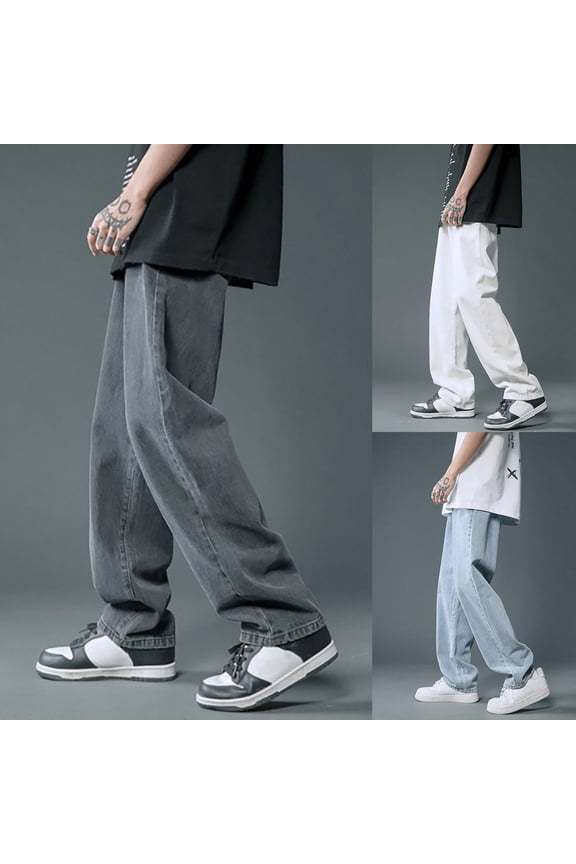 Men's Loose Fit Jeans, Straight Leg Denim Pants with Cargo Pockets, Casual Retro Style Trousers for Daily Wear, Comfortable Streetwear Jeans, Big & Tall Sizing Available for