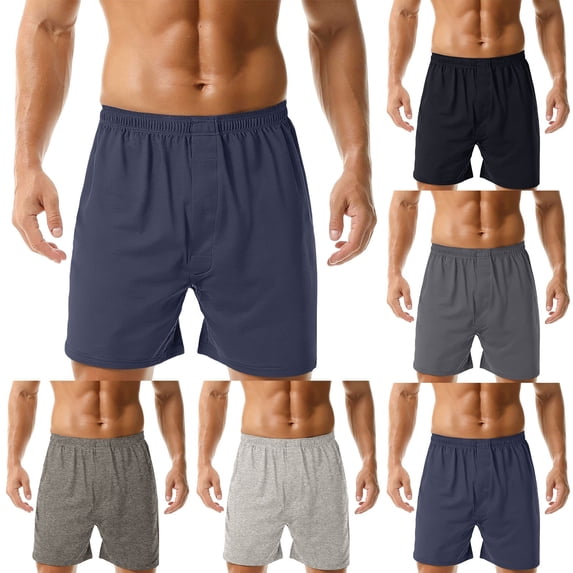 Blekii Men's Lounge Shorts, Cotton Sleep Shorts with Elastic Waist, Solid Color Boxer Style Pajama Bottoms, Loose Fit Comfort for Home, Breathable Sleepwear Or Underwear, Perfect
