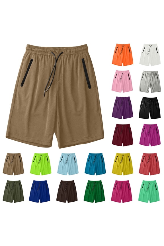 Men's Mesh Lined Shorts, Athletic Running Jogger Shorts for Summer, Lightweight Sports Bottoms with Pockets, Breathable Casual Wear for Gym Or Beach, Quick-Dry Fabric for