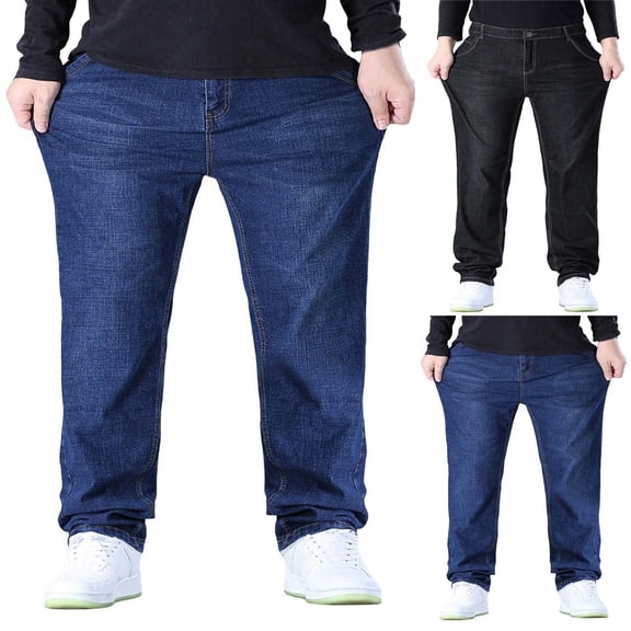 Blekii Men's Plus Size Jeans, Oversized Loose Fit Denim Pants, Casual Streetwear Trousers for Big & Tall, Durable Cotton Daily Wear, Retro Fashion Style, Available in Extended Sizes