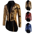 thumbnail image 1 of Blekii Men's Sequin Blazer Jacket, Party Tuxedo Style Jacket, Glitter Evening Wear Coat, Festive Holiday Celebration Top, Stage Performance Outfit, Eye-Catching Jacket for Special Nights, Red Xl, 1 of 9