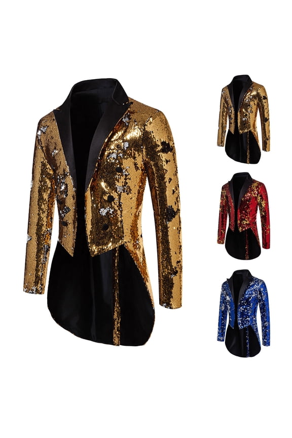 Men's Sequin Blazer Jacket, Party Tuxedo Style Jacket, Glitter Evening Wear Coat, Festive Holiday Celebration Top, Stage Performance Outfit, Eye-Catching Jacket for Special