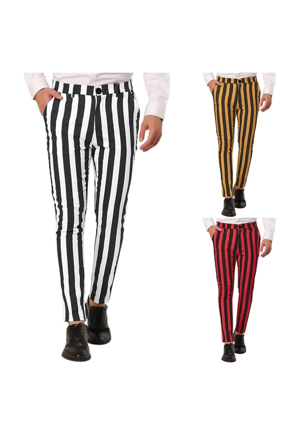 Men's Striped Suit Pants, Business Casual Trousers with Button Fly, Refreshing Comfort Fit for Office, Classic Dress Pants for Weddings Or Interviews, Versatile Bottoms for