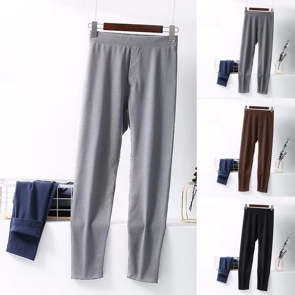 Blekii Men's Thermal Leggings, Fleece Lined Base Layer Pants for Winter, Thickened Warm Tights for Under Clothes, Slim Fit Compression Pants, Essential Cold Weather Layer for