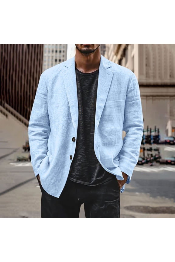 Mens Casual Sport Coat Blazer, Men's Casual Sport Coat, 2 Button Lightweight Cotton Linen Blazer, Business Casual Jacket for Outdoor Lightweight Cotton Linen Jacket Business Casual, Outdoor