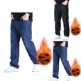 thumbnail image 1 of Blekii Mens Fleece Lined Straight Leg Jeans, Men's Fleece Lined Straight Leg Jeans, Stretch Casual Pants for Winter, Comfortable Warm Trousers Stretch Denim Casual Pants Winter Winter Wear, Casual, 1 of 9