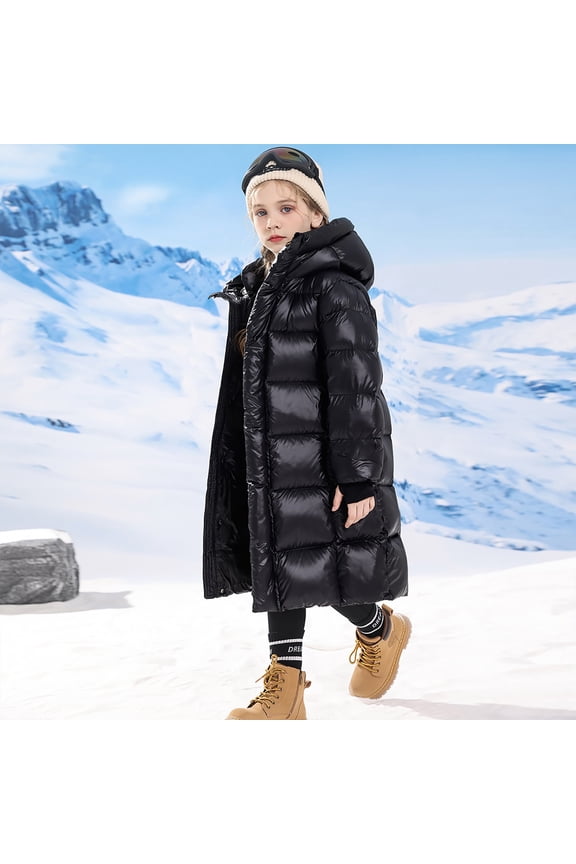 Mid Length Thickened Winter Coat, Childrens Korean Style down Jacket Warm Outerwear Boys Girls, Winter Wear, Cold Weather, Travel, School, Play, Casual Outing, Seasonal Jacket, Snow Activities