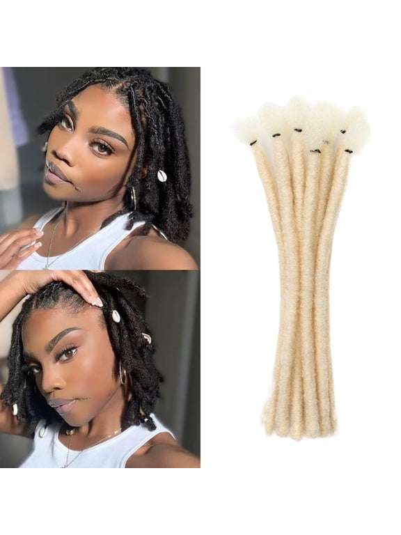 Pencil Size Human Hair Dreadlock Extensions 10pc- Full Handmade Locs for Women, Men & Kids