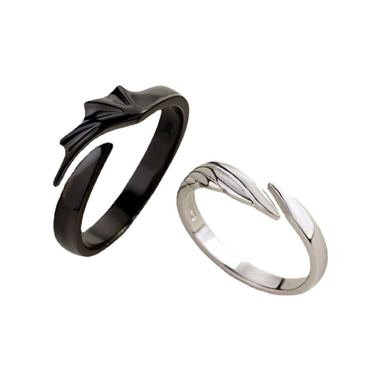 Blekii Rings for Women Couple Matching Rings for Man Woman Custom Adjustable Sun Moon Ring Set Angel Devil Dragon Open Rings Couple Matching Promise