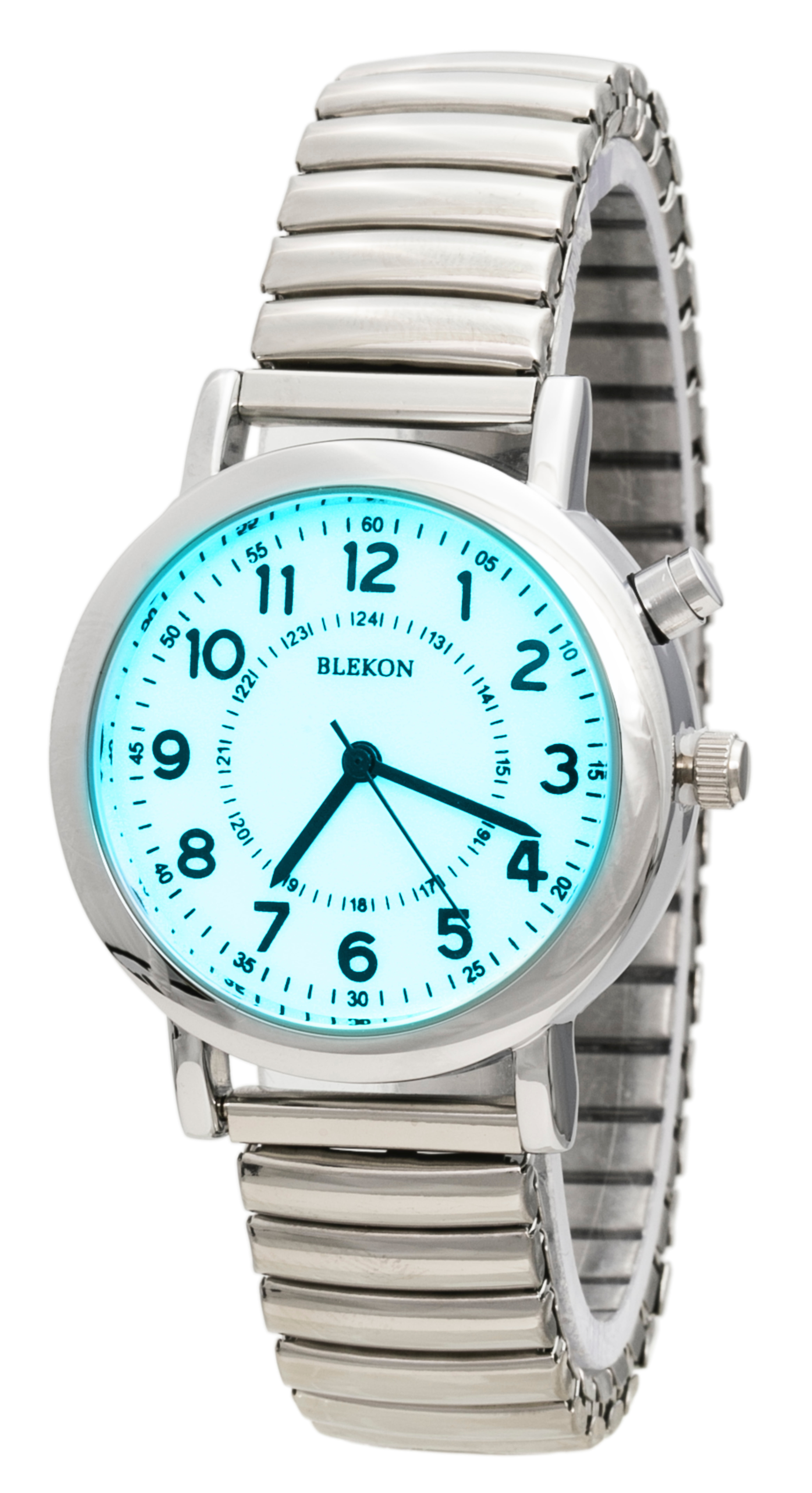 Light Up Dial Watch, Analog Display, 33mm Metal Case, Push Button, Glossy Blekon Women main image 3