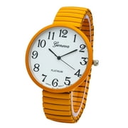 Blekon Collection Adult Female Watch Wholesale Geneva Super Large Stretch Number Easy Read Orange