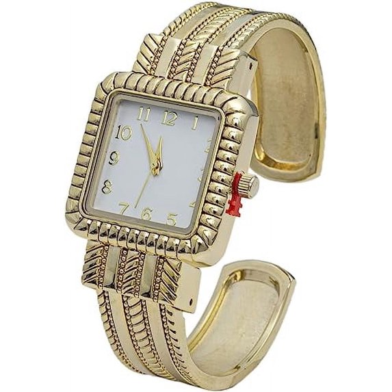 Blekon Collection Analog Quartz Women's 29mm Square Case Western Style Metal Cuff Bangle Watch