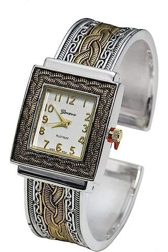 Collection Japanese Quartz Women's Elegant 26mm Rectangular Case Concho Cuff Bangle Watch