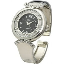 Blekon Collection Womens 36mm Moving Crystal Bezel Glossy Cuff Bangle Watch