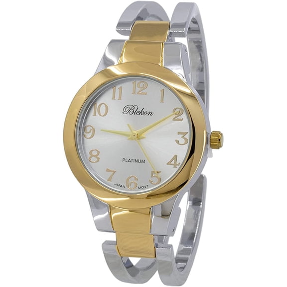 Blekon Collections 31mm Round Adult Female Casual Metal Bangle Cuff Japanese Movement Fashion Watch