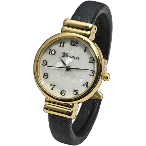 Blekon Collections Analog Quartz Saffiano 31mm Alloy Case Leather Cuff Bangle Watch