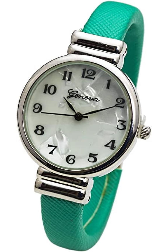 Collections Analog Quartz Saffiano 31mm Alloy Case Leather Cuff Bangle Watch