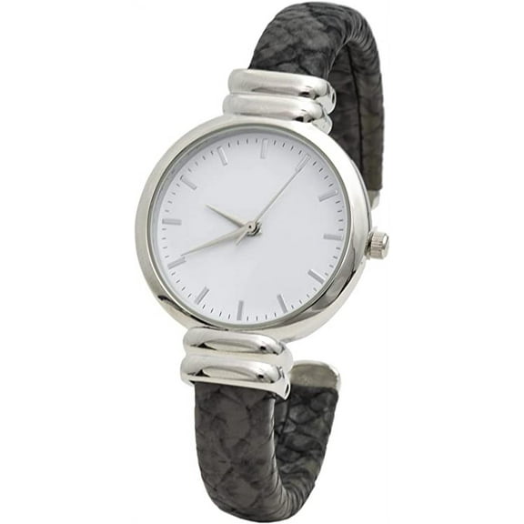 Blekon Collections Analog Quartz Women's 30mm Case Leather Pattern Cuff Bangle Watch