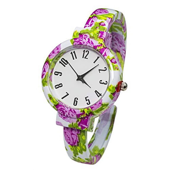 Blekon Collections Analog Quartz Women's 32mm Alloy Case Floral Design Metal Cuff Bangle Watch