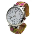 thumbnail image 1 of Blekon Collections Analog Quartz Women's Casual 40mm Case Big Face Floral Design Cuff Bangle Watch, 1 of 5