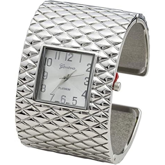 Blekon Collections Analog Quartz Womens Wide Cross Patterned Bangle Watch