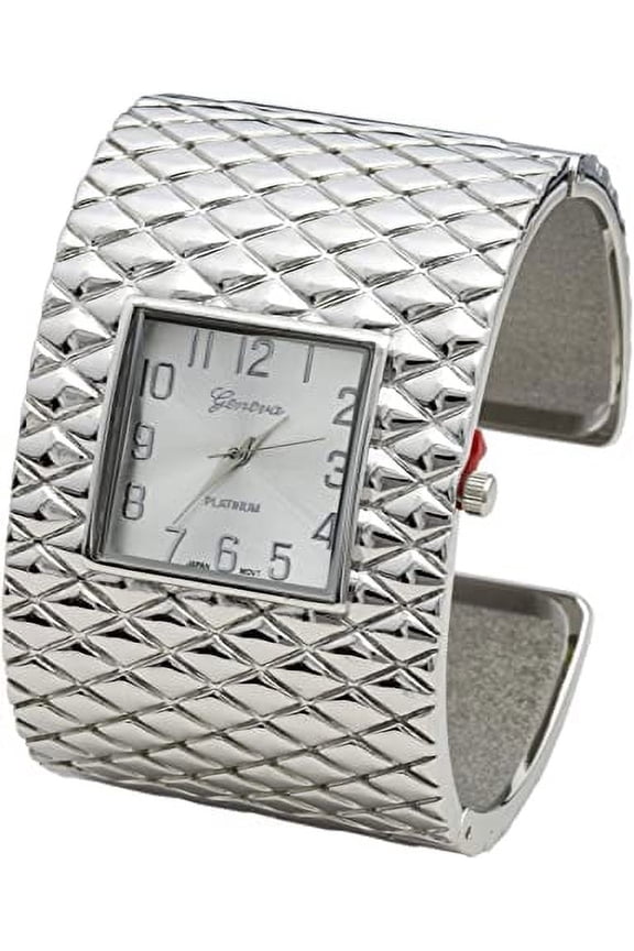 Collections Analog Quartz Womens Wide Cross Patterned Bangle Watch