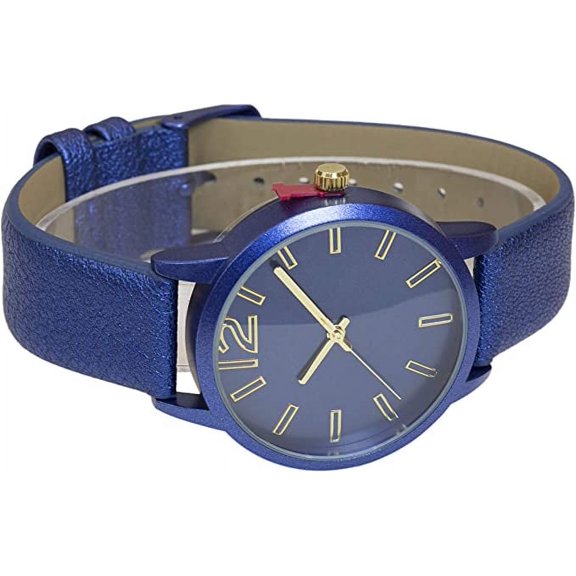Blekon Collections Classic Womens Matte Colored Alloy Case Leather Buckle Strap Watch