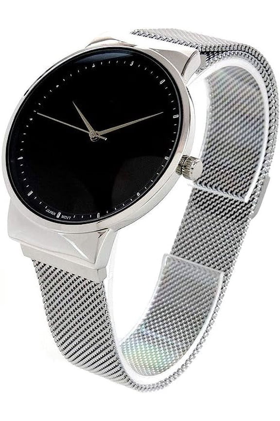 Collections Covet Women's 'Sophia' Black Magnetic Mesh Strap Quartz Watch