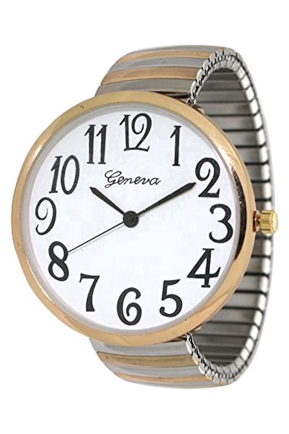 Collections Geneva Womens Oversized Stretch Watch With Easy-To-Read Dial And Clear Numbers