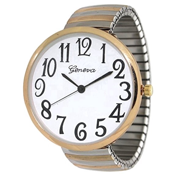 Blekon Collections Geneva Women's Oversized Stretch Band Watch, 43mm Analog Quartz Watch, Easy-to-Read Dial, Metal Expansion Bracelet Wrist Watch
