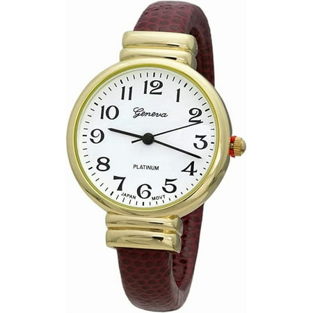 Blekon Collections Japanese Quartz 30mm Womens Snake Style Leather Cuff Bangle Watch