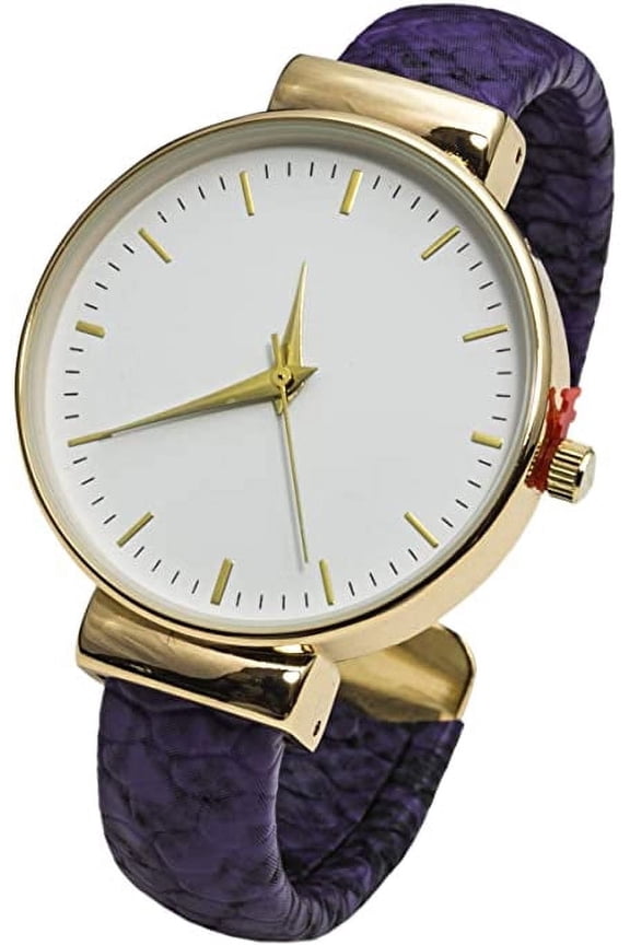 Collections Japanese Quartz 34mm Alloy Case Synthetic Leather Cuff Bangle Watch
