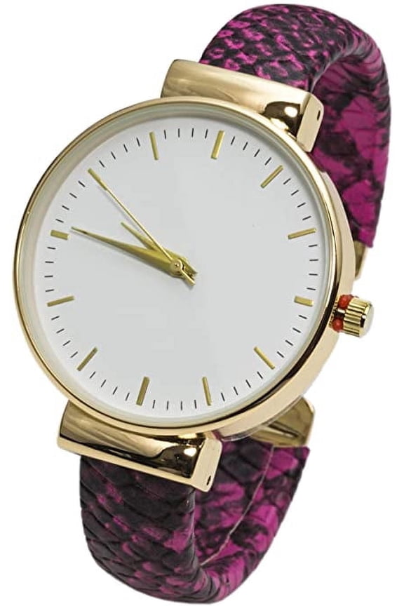 Collections Japanese Quartz 34mm Alloy Case Synthetic Leather Cuff Bangle Watch