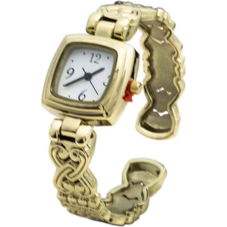 Blekon Collections Women’s Japanese Quartz Watch – 34mm Case, Rhinestone Bezel, Scale Pattern Strap