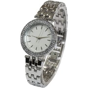 Blekon Collections Japanese Quartz Elegant Trendy Rhinestone Bezel Womens Link Bracelet Watch