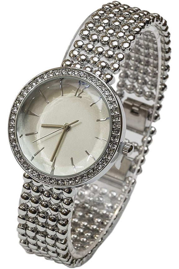 Collections Japanese Quartz Elegant Womens Rhinestone Bezel Designed Face Beads Strap Watch