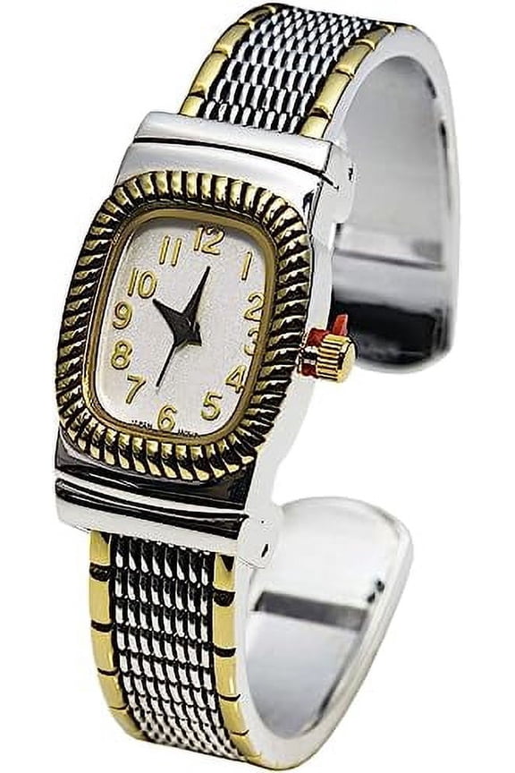 Collections Japanese Quartz Women's 19mm Alloy Rectangular Case Metal Concho Cuff Bangle Watch