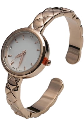 Collections Japanese Quartz Women's 28mm Case Classical Design Triangular Patterned Cuff Bangle Watch