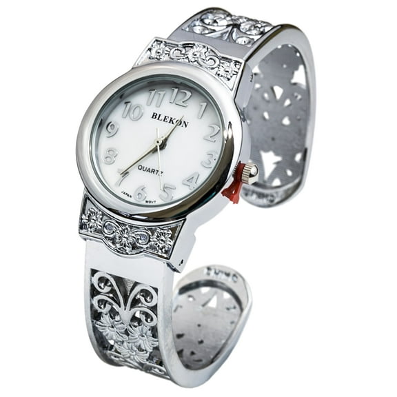 Blekon Collections Japanese Quartz Women's 28mm Case Elegantly Designed Cuff Bangle Watch