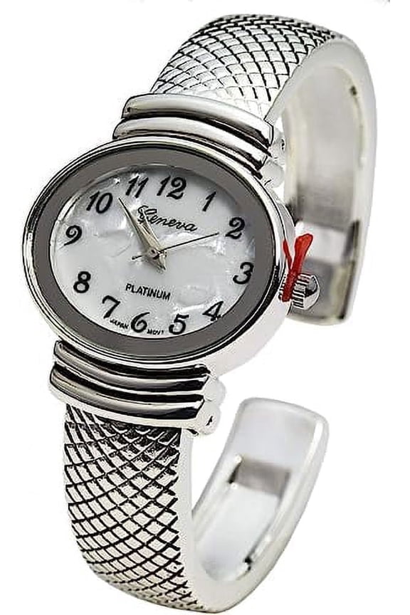 Collections Women's Bracelet Watch, Scaled Pattern Cuff Bangle Analog Watch, 28mm Round Dial, Japanese Quartz Movement, Metal Dress Wrist Watch