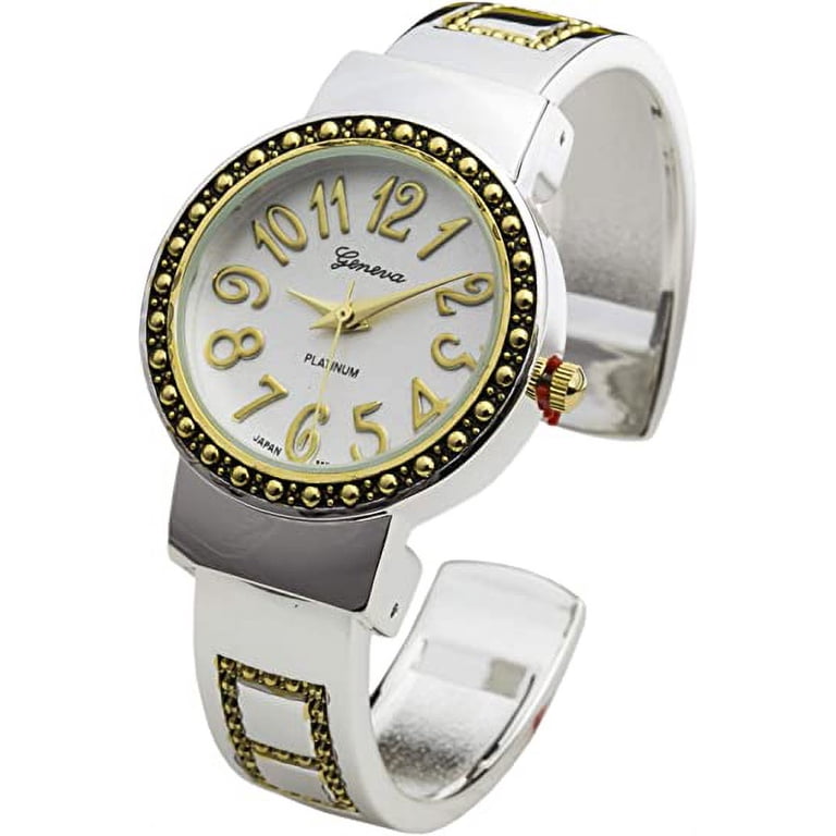 30mm Metal Bangle Watch Classic Easy Read Japanese Quartz Crystal Amazon.com: Women Classic Silver Tone Easy Read Bangle Cuff  main image 3
