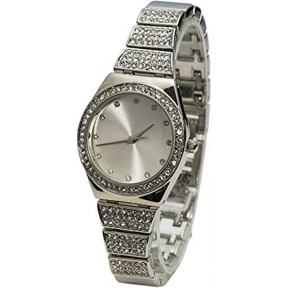 Blekon Collections Japanese Quartz Women's 31mm Case Rhinestone Link Band Analog Watch